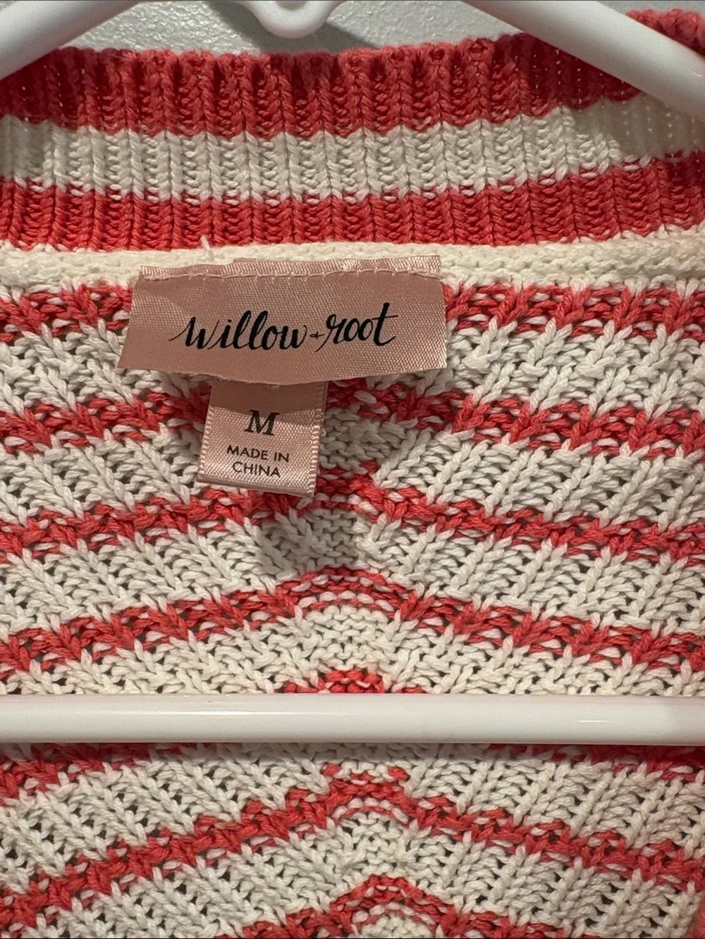 Willow Red & White Striped V-Neck Cropped Sweater ptp 20